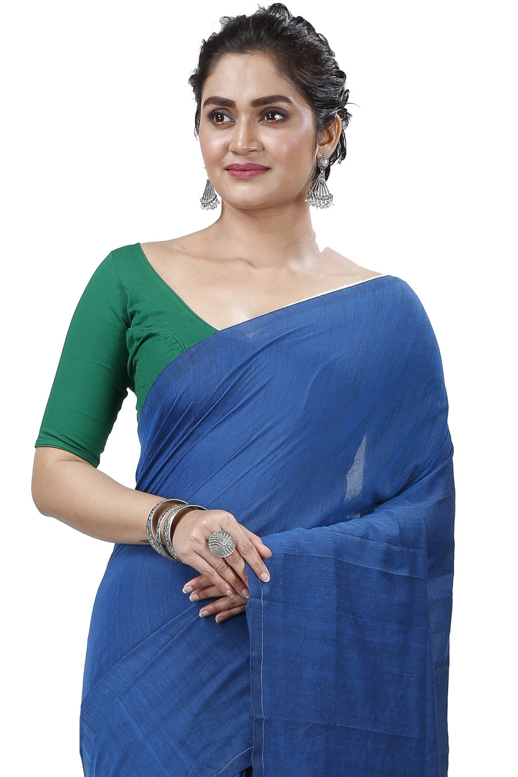 Blue Pure Cotton ThanKhadi Hand Loom Saree (5237)